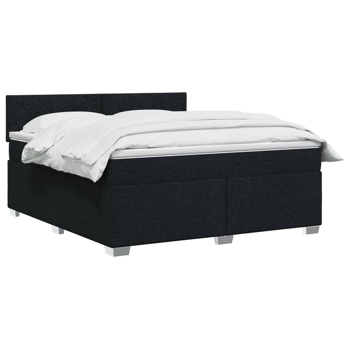 Pat boxspring cu saltea Negru 140 x 200 cm Țesătură WALTI