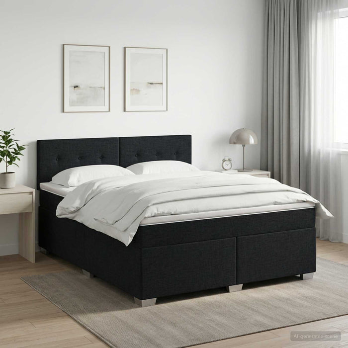 Pat boxspring cu saltea Negru 140 x 200 cm Țesătură - WALTI WALTI