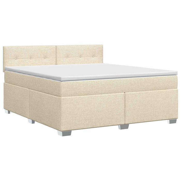 Pat boxspring cu saltea cu headboard Crem 160 x 200 cm Țesătură WALTI