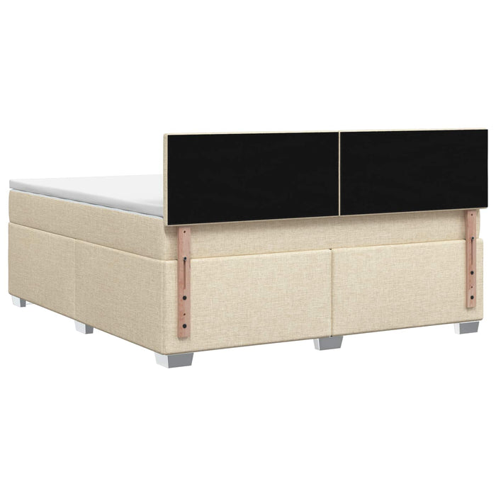 Pat boxspring cu saltea cu headboard Crem 160 x 200 cm Țesătură WALTI