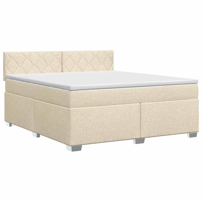 Pat boxspring cu saltea cu headboard Crem 160 x 200 cm Țesătură WALTI
