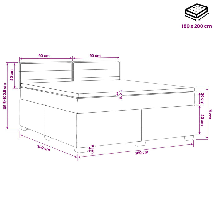 Pat boxspring cu saltea Gri închis 180 x 200 cm Țesătură WALTI