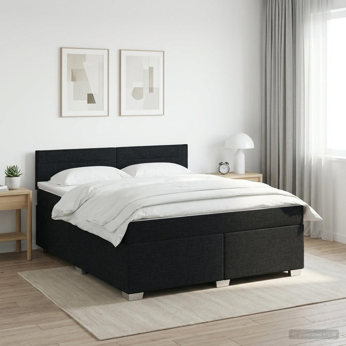 Pat boxspring cu saltea Negru 140 x 200 cm Țesătură - WALTI WALTI