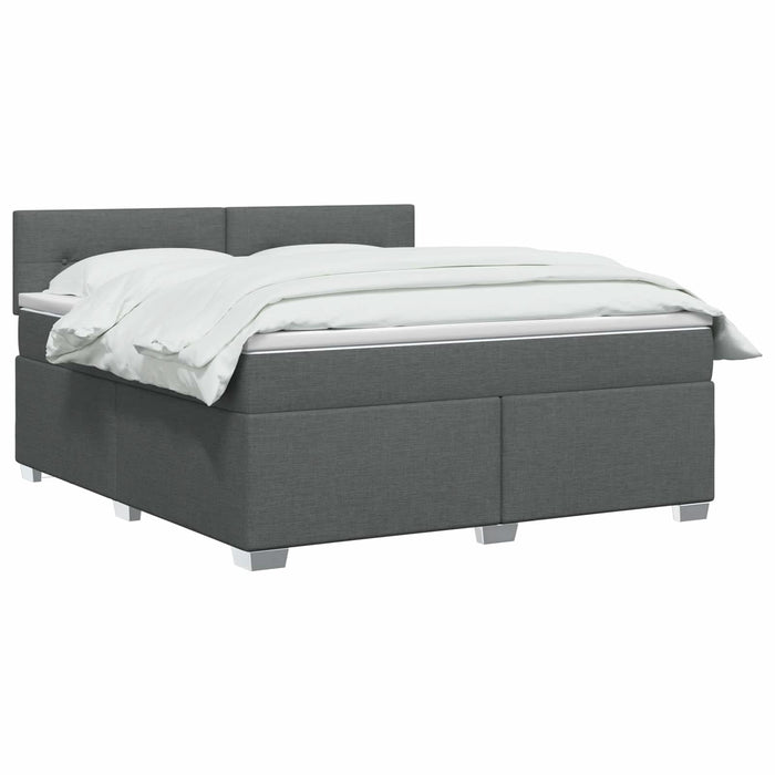 Pat boxspring cu saltea Gri închis 180 x 200 cm Țesătură WALTI