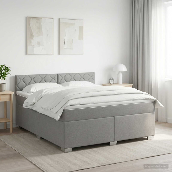 Pat boxspring cu saltea Gri deschis 160 x 200 cm Țesătură - WALTI WALTI