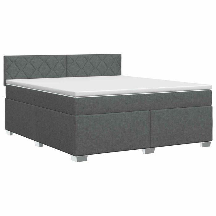 Pat boxspring cu saltea Gri închis 180 x 200 cm Țesătură WALTI