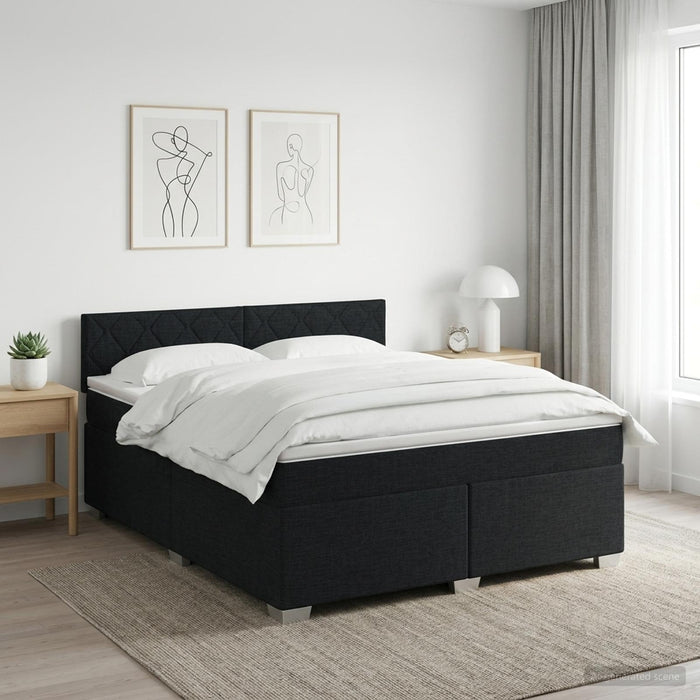 Pat boxspring cu saltea Negru 160 x 200 cm Țesătură - WALTI WALTI