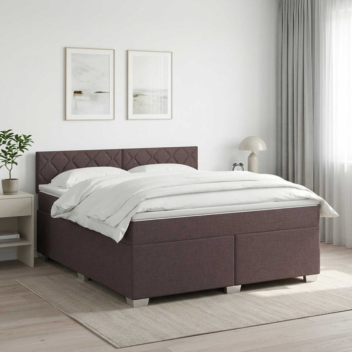 Pat boxspring cu saltea Maro închis 140 x 190 cm Țesătură WALTI