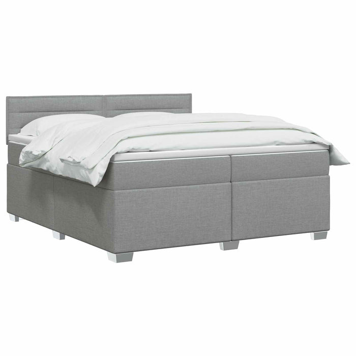 Pat boxspring cu saltea Gri deschis 200 x 200 cm Țesătură - WALTI WALTI