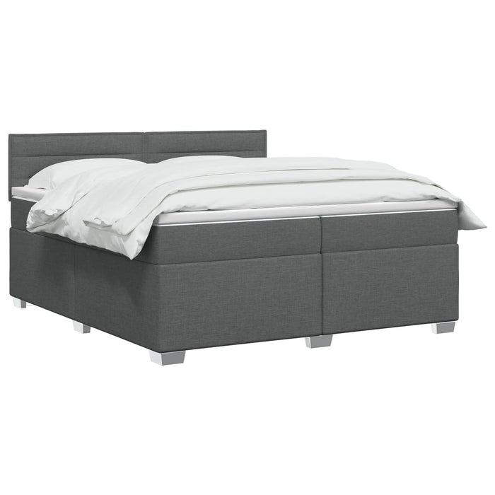 Pat boxspring cu saltea Gri închis 200 x 200 cm Țesătură - WALTI WALTI