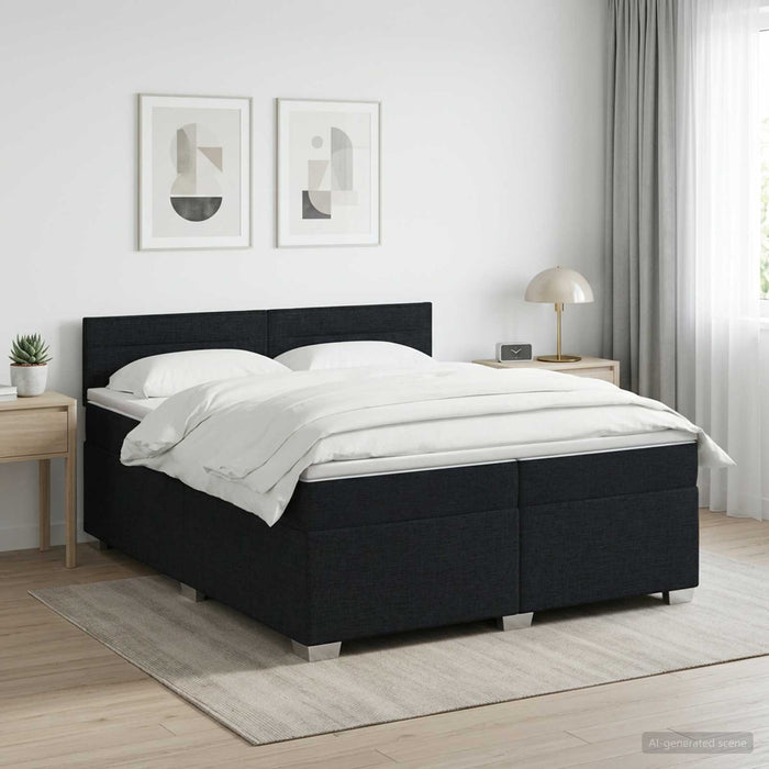 Pat boxspring cu saltea Negru 200 x 200 cm Țesătură WALTI