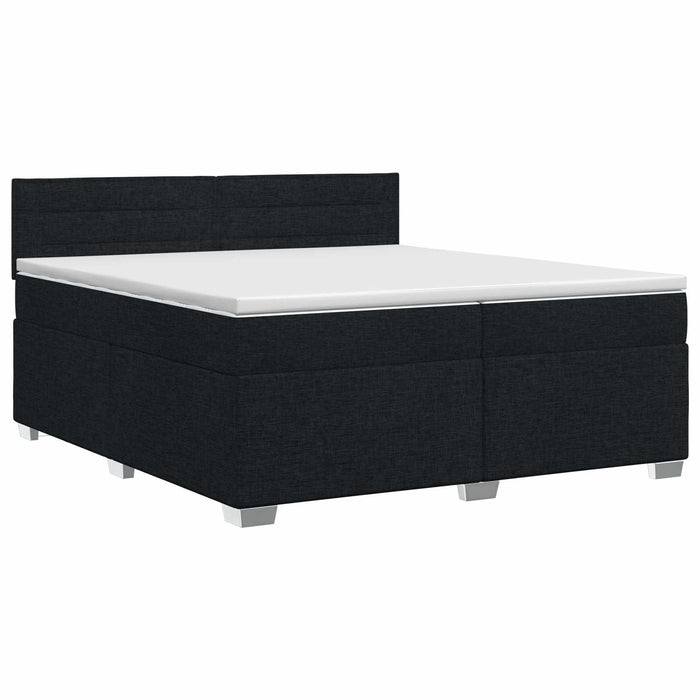 Pat boxspring cu saltea Negru 200 x 200 cm Țesătură WALTI