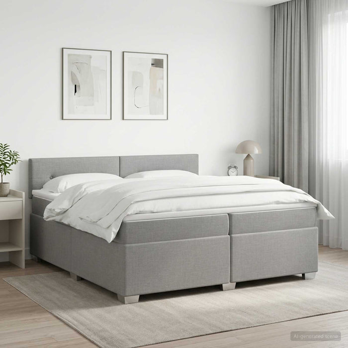 Pat boxspring cu saltea Gri deschis 200 x 200 cm Țesătură - WALTI WALTI