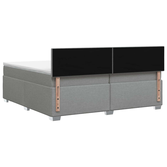 Pat boxspring cu saltea Gri deschis 200 x 200 cm Țesătură - WALTI WALTI