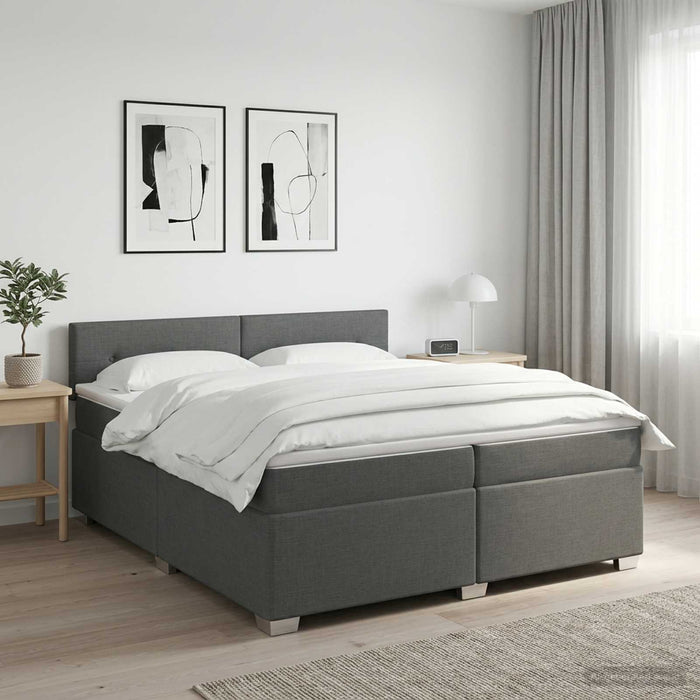 Pat boxspring cu saltea Gri închis 200 x 200 cm Țesătură - WALTI WALTI