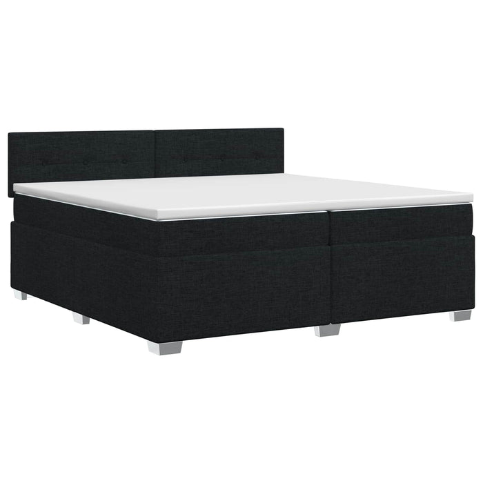 Pat boxspring cu saltea Negru 200 x 200 cm Țesătură - WALTI WALTI