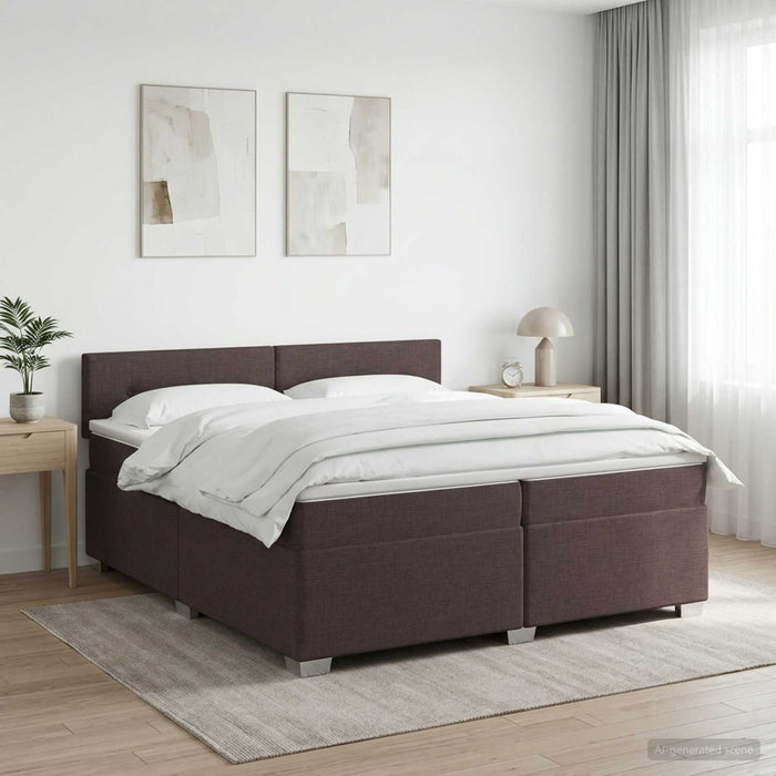 Pat boxspring cu saltea Maro închis 200 x 200 cm Țesătură - WALTI WALTI