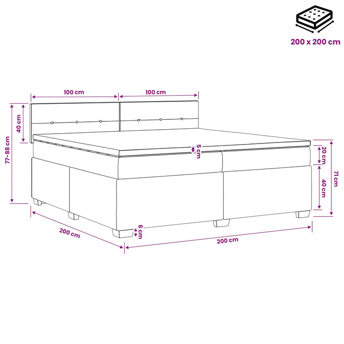 Pat boxspring cu saltea Maro închis 200 x 200 cm Țesătură - WALTI WALTI