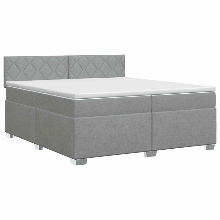 Pat boxspring cu saltea Gri deschis 200 x 200 cm Țesătură - WALTI WALTI