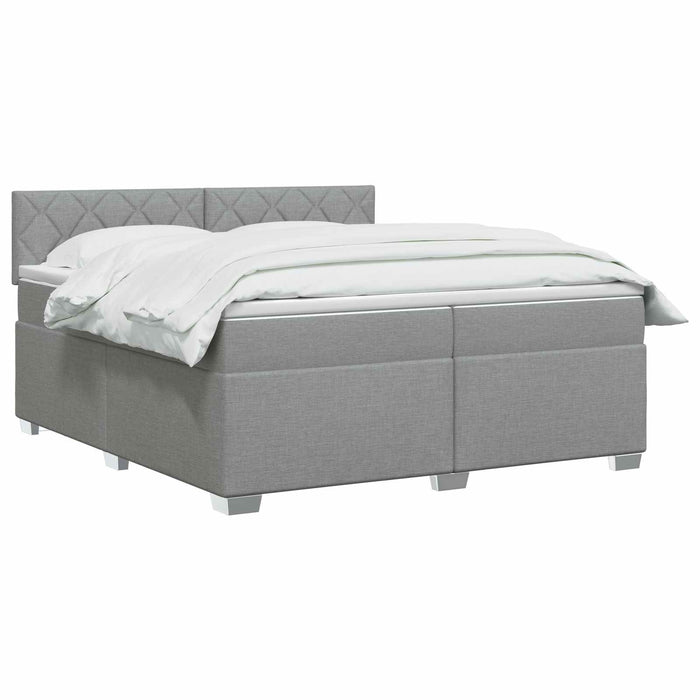 Pat boxspring cu saltea Gri deschis 200 x 200 cm Țesătură - WALTI WALTI