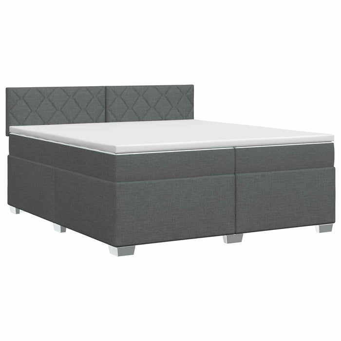 Pat boxspring cu saltea Gri închis 200 x 200 cm Țesătură - WALTI WALTI