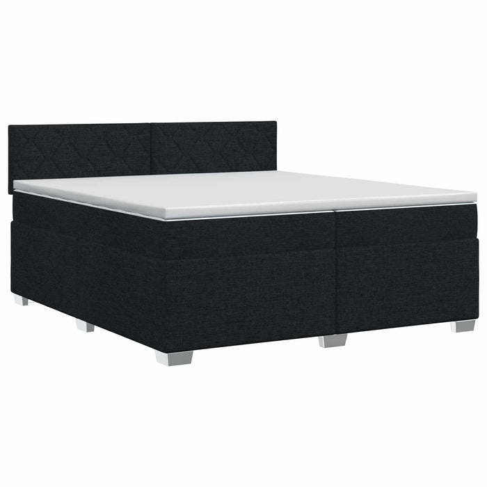 Pat boxspring cu saltea Negru 200 x 200 cm Țesătură - WALTI WALTI