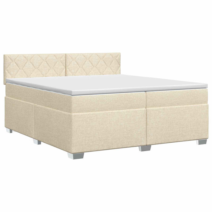 Pat boxspring cu saltea cu headboard Crem 200 x 200 cm Țesătură - WALTI WALTI
