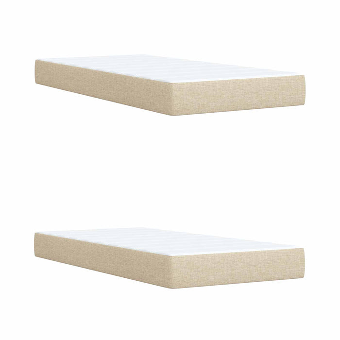 Pat boxspring cu saltea cu headboard Crem 200 x 200 cm Țesătură - WALTI WALTI