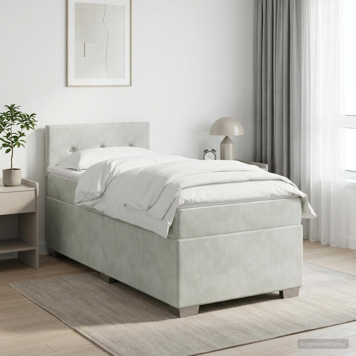 Pat boxspring cu saltea Gri deschis 80 x 200 cm Catifea - WALTI WALTI