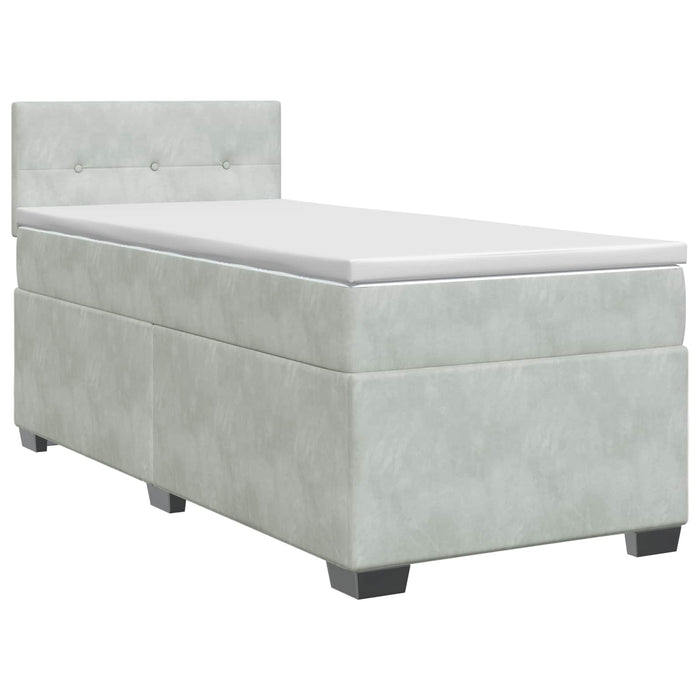 Pat boxspring cu saltea Gri deschis 80 x 200 cm Catifea - WALTI WALTI