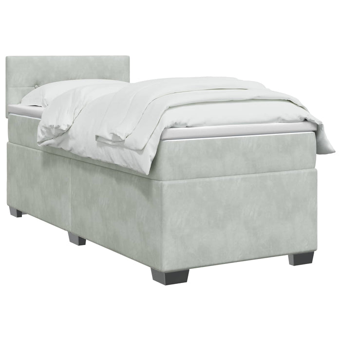Pat boxspring cu saltea Gri deschis 80 x 200 cm Catifea - WALTI WALTI