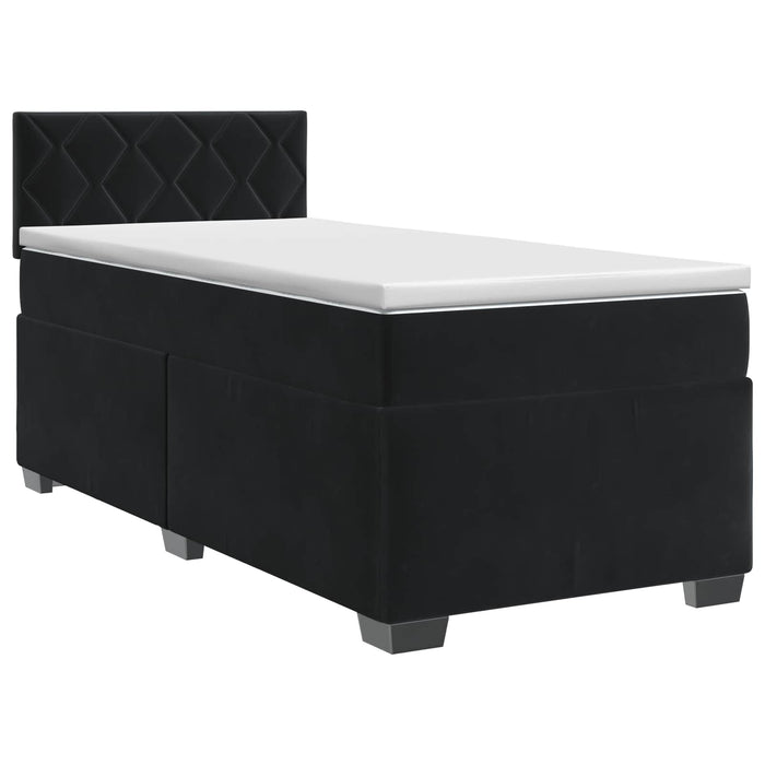 Pat boxspring cu saltea cu headboard Negru 80 x 200 cm Catifea - WALTI WALTI