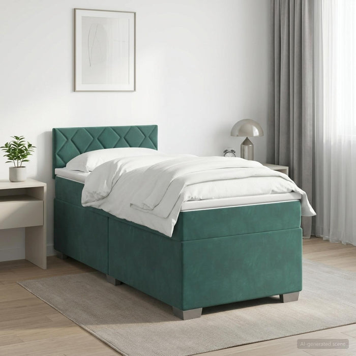Pat boxspring cu saltea Verde închis 80 x 200 cm Catifea WALTI