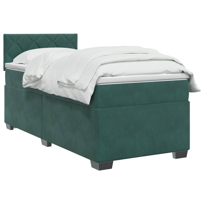 Pat boxspring cu saltea Verde închis 80 x 200 cm Catifea WALTI