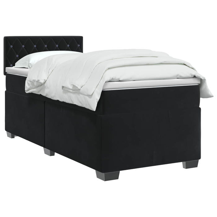 Pat boxspring cu saltea cu headboard Negru 90 x 190 cm Catifea - WALTI WALTI