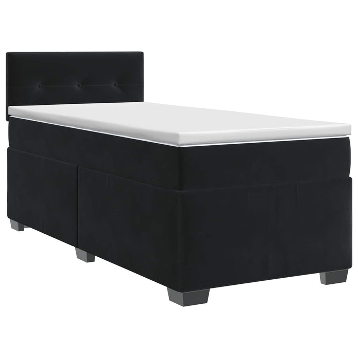 Pat boxspring cu saltea cu headboard Negru 90 x 190 cm Catifea - WALTI WALTI