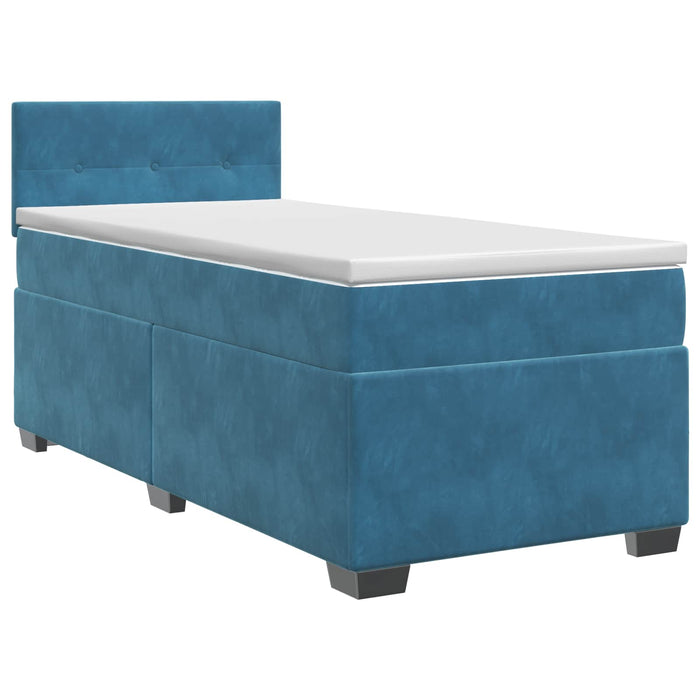 Pat boxspring cu saltea Albastru închis 90 x 190 cm Catifea WALTI