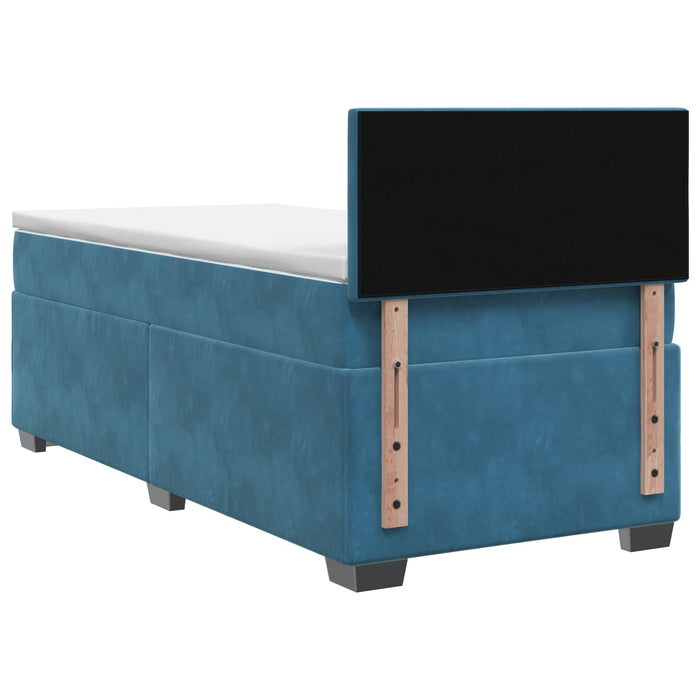 Pat boxspring cu saltea Albastru închis 90 x 190 cm Catifea WALTI