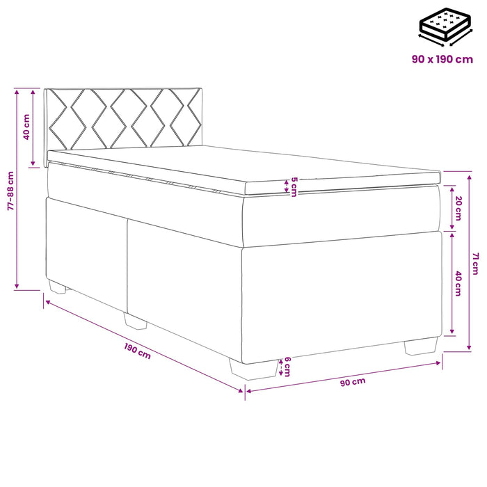 Pat boxspring cu saltea Verde închis 90 x 190 cm Catifea - WALTI WALTI
