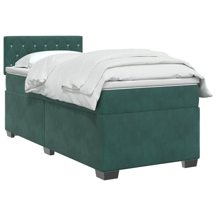 Pat boxspring cu saltea Verde închis 90 x 200 cm Catifea - WALTI WALTI
