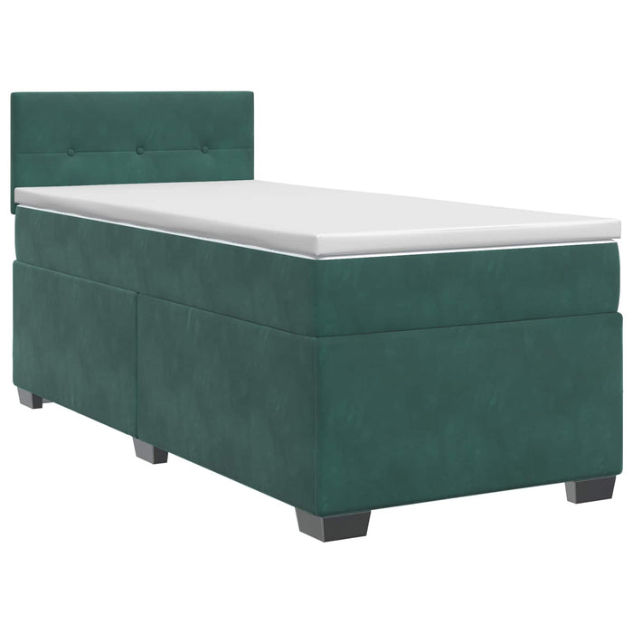 Pat boxspring cu saltea Verde închis 100 x 200 cm Catifea WALTI