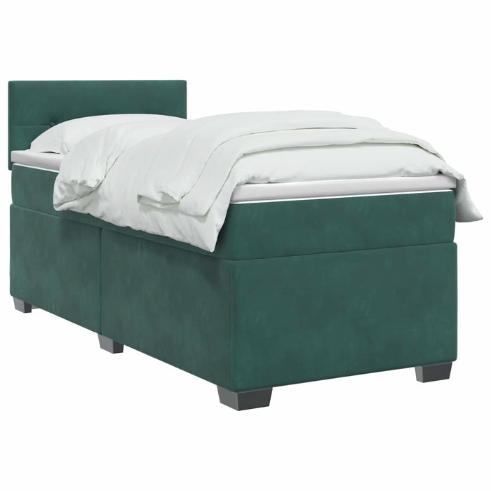 Pat boxspring cu saltea Verde închis 100 x 200 cm Catifea WALTI