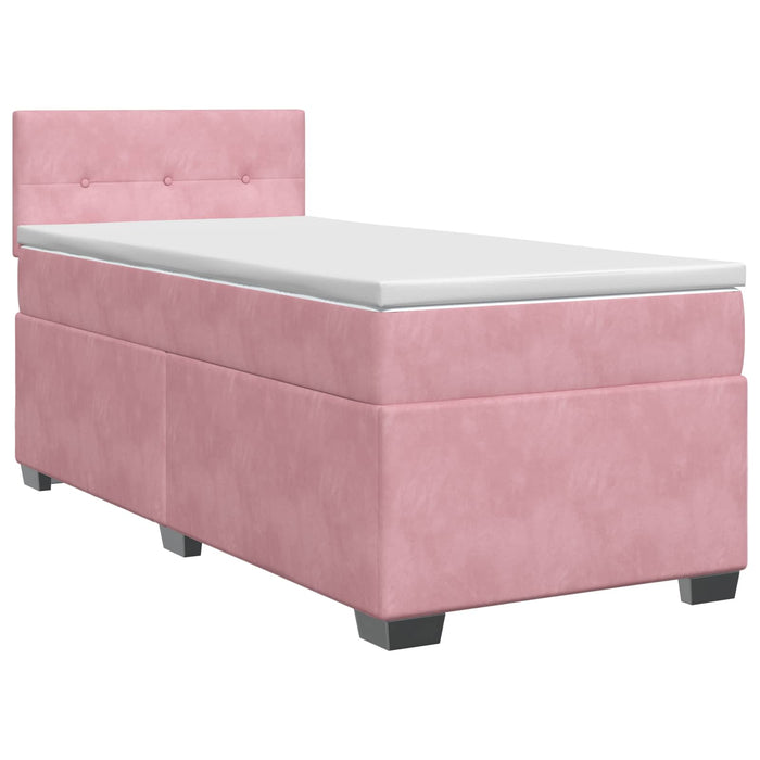 Pat boxspring cu saltea cu headboard Roz 100 x 200 cm Catifea WALTI
