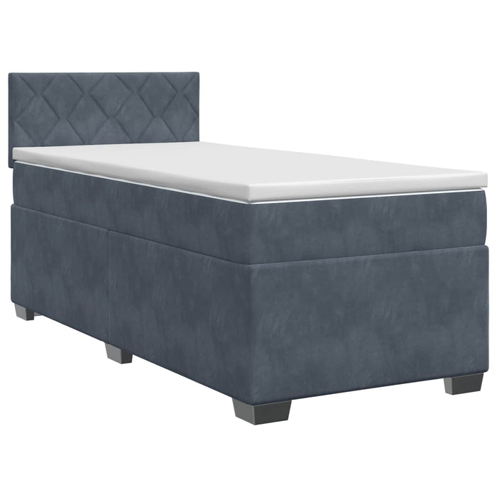 Pat boxspring cu saltea Gri închis 100 x 200 cm Catifea WALTI