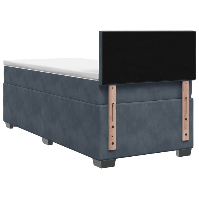 Pat boxspring cu saltea Gri închis 100 x 200 cm Catifea WALTI