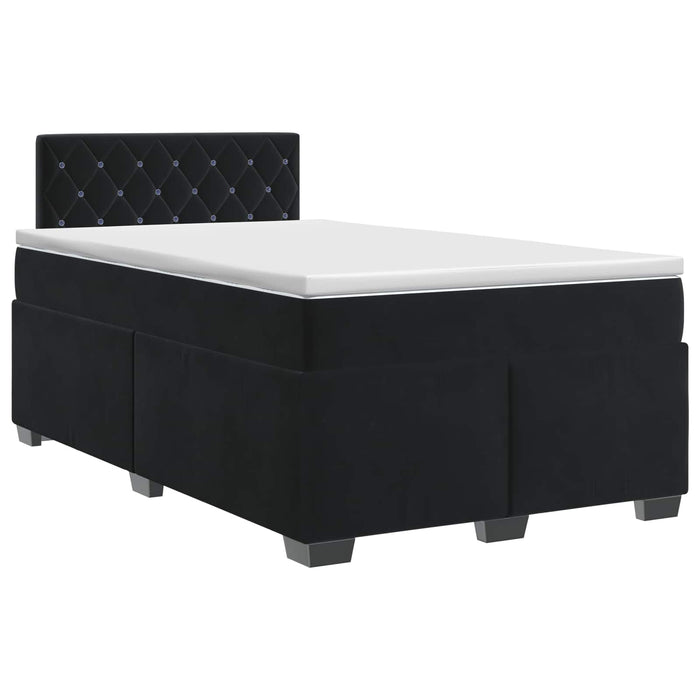 Pat boxspring cu saltea cu headboard Negru 120 x 190 cm Catifea WALTI