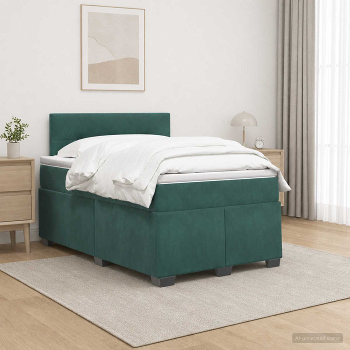 Pat boxspring cu saltea Verde închis 120 x 190 cm Catifea WALTI