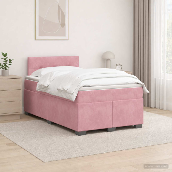 Pat boxspring cu saltea cu headboard Roz 120 x 190 cm Catifea WALTI