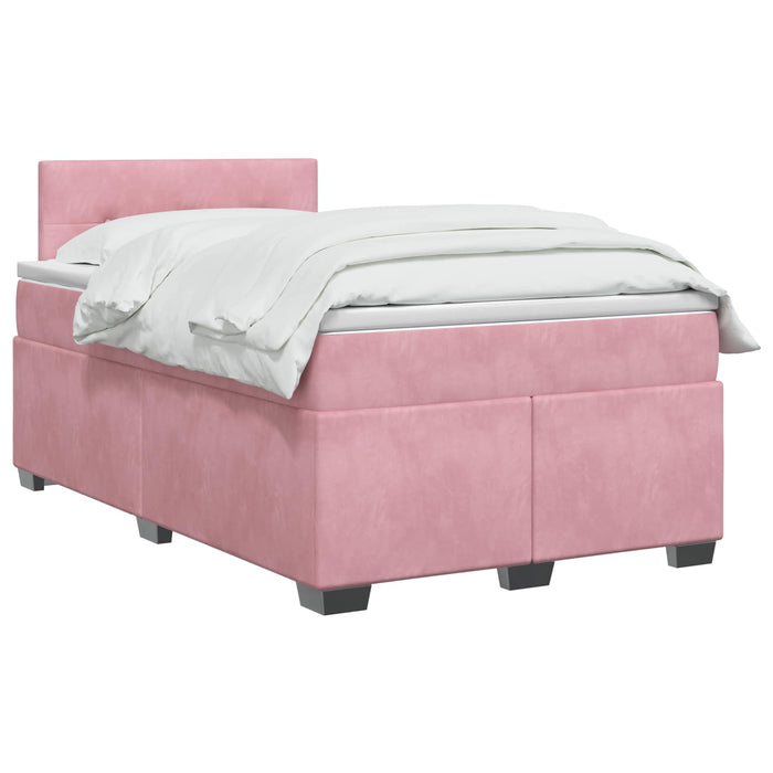 Pat boxspring cu saltea cu headboard Roz 120 x 190 cm Catifea WALTI