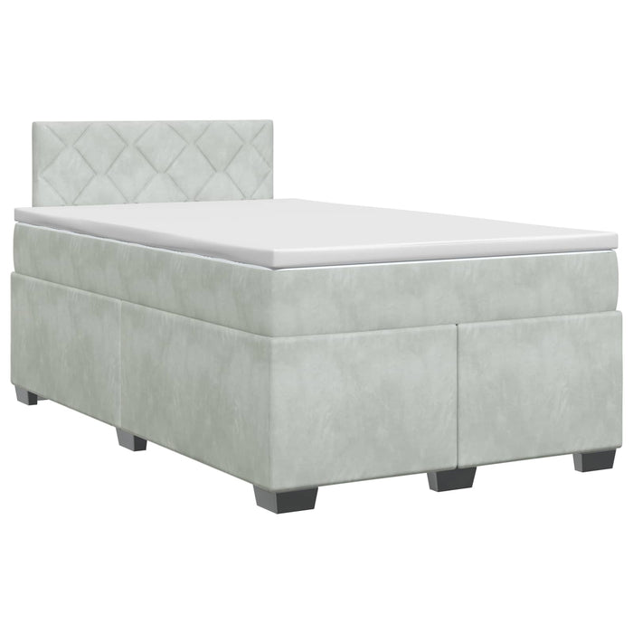 Pat boxspring cu saltea Gri deschis 120 x 190 cm Catifea WALTI